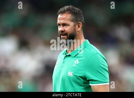 File photo dated 23/09/23 of Andy Farrell, who has signed a two-year contract extension to remain as Ireland head coach until the end of the 2027 World Cup. Issue date: Thursday December 14, 2023. Stock Photo