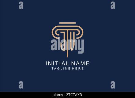 JV initial pillar logo, elegant and luxury law firm logo design ideas Stock Vector