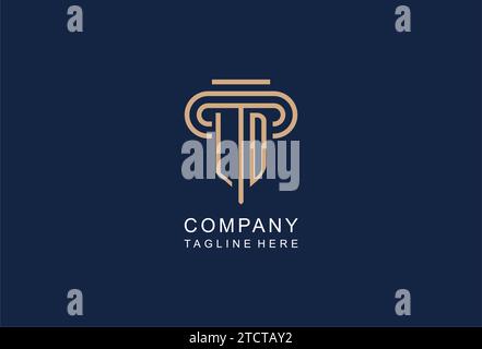 LD initial pillar logo, elegant and luxury law firm logo design ideas Stock Vector
