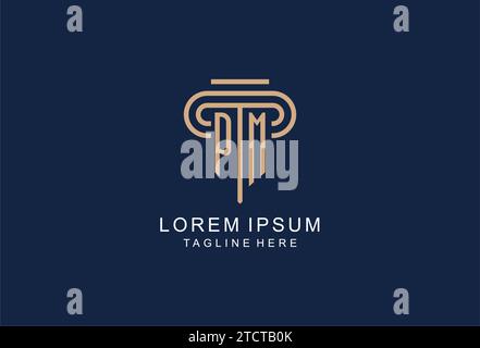 PM initial pillar logo, elegant and luxury law firm logo design ideas Stock Vector