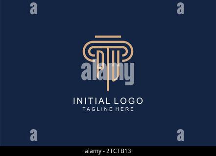 PU initial pillar logo, elegant and luxury law firm logo design ideas Stock Vector