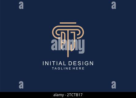 PJ initial pillar logo, elegant and luxury law firm logo design ideas Stock Vector