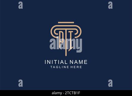 PI initial pillar logo, elegant and luxury law firm logo design ideas Stock Vector