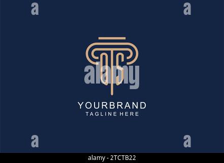 OS initial pillar logo, elegant and luxury law firm logo design ideas Stock Vector