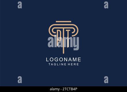 PT initial pillar logo, elegant and luxury law firm logo design ideas Stock Vector