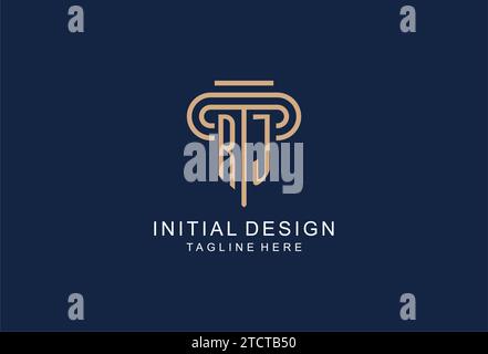 RJ initial pillar logo, elegant and luxury law firm logo design ideas Stock Vector