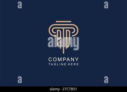 RD initial pillar logo, elegant and luxury law firm logo design ideas Stock Vector