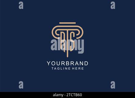 RS initial pillar logo, elegant and luxury law firm logo design ideas Stock Vector