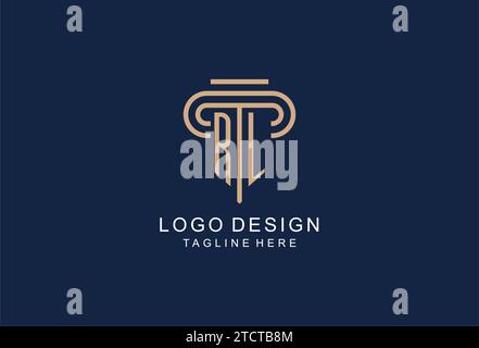 RL initial pillar logo, elegant and luxury law firm logo design ideas Stock Vector