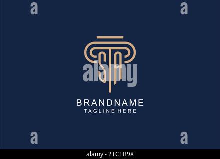 SA initial pillar logo, elegant and luxury law firm logo design ideas Stock Vector