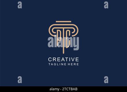 PC initial pillar logo, elegant and luxury law firm logo design ideas Stock Vector
