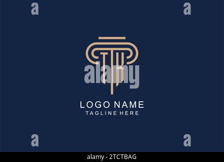 TK initial pillar logo, elegant and luxury law firm logo design ideas Stock Vector