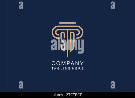 SD initial pillar logo, elegant and luxury law firm logo design ideas Stock Vector