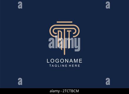 RT initial pillar logo, elegant and luxury law firm logo design ideas Stock Vector