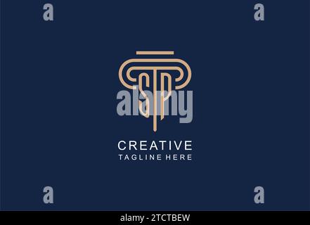 SP initial pillar logo, elegant and luxury law firm logo design ideas Stock Vector