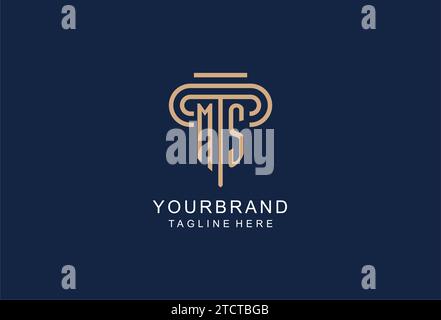 MS initial pillar logo, elegant and luxury law firm logo design ideas Stock Vector