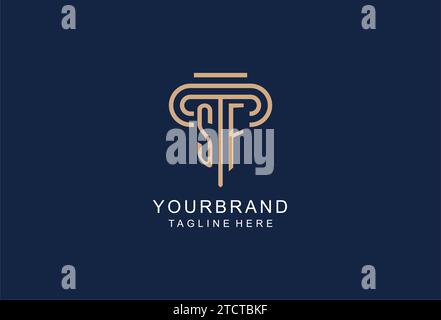SF initial pillar logo, elegant and luxury law firm logo design ideas Stock Vector
