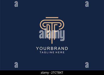 RF initial pillar logo, elegant and luxury law firm logo design ideas Stock Vector