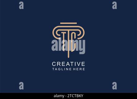 TC initial pillar logo, elegant and luxury law firm logo design ideas Stock Vector