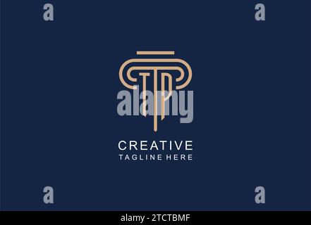 TP initial pillar logo, elegant and luxury law firm logo design ideas Stock Vector