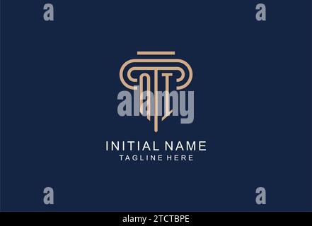NI initial pillar logo, elegant and luxury law firm logo design ideas Stock Vector