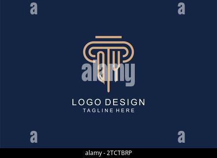 QY initial pillar logo, elegant and luxury law firm logo design ideas Stock Vector