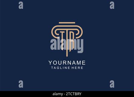 TR initial pillar logo, elegant and luxury law firm logo design ideas Stock Vector