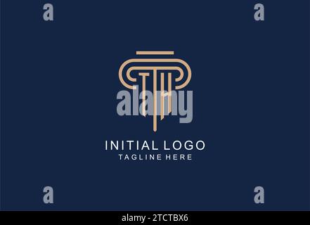 TH initial pillar logo, elegant and luxury law firm logo design ideas Stock Vector