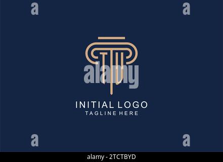 TU initial pillar logo, elegant and luxury law firm logo design ideas Stock Vector