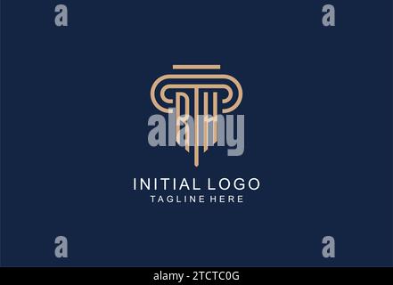 RH initial pillar logo, elegant and luxury law firm logo design ideas Stock Vector