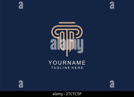 OR initial pillar logo, elegant and luxury law firm logo design ideas Stock Vector