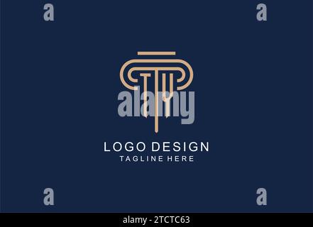 TY initial pillar logo, elegant and luxury law firm logo design ideas Stock Vector