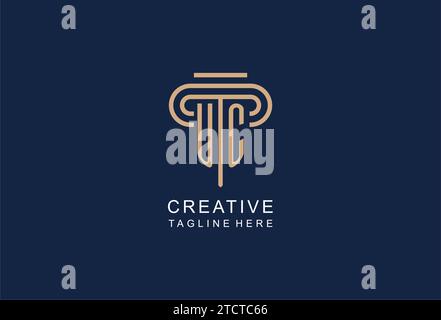 UC initial pillar logo, elegant and luxury law firm logo design ideas Stock Vector