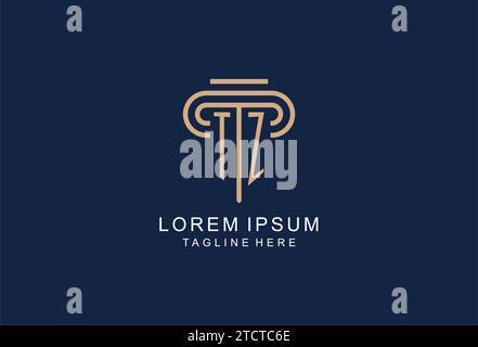 TZ initial pillar logo, elegant and luxury law firm logo design ideas Stock Vector