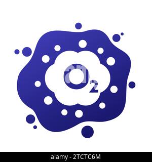 oxygen gas, O2 icon with a cloud Stock Vector