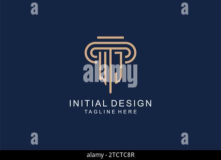 WJ initial pillar logo, elegant and luxury law firm logo design ideas Stock Vector