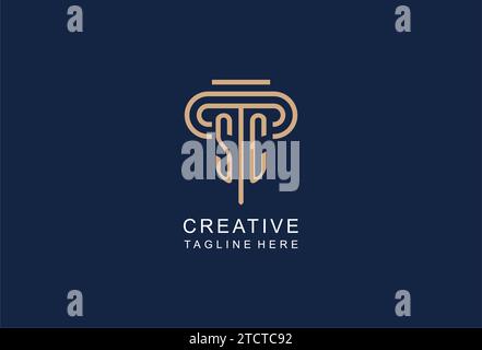SC initial pillar logo, elegant and luxury law firm logo design ideas Stock Vector