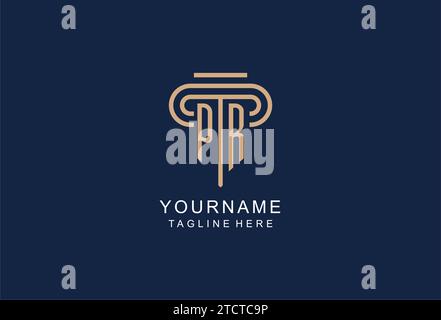 PR initial pillar logo, elegant and luxury law firm logo design ideas Stock Vector