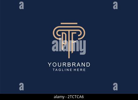 PF initial pillar logo, elegant and luxury law firm logo design ideas Stock Vector