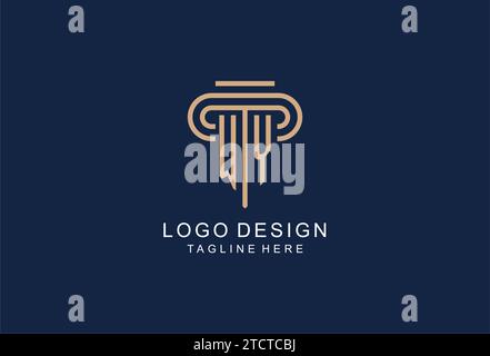 WY initial pillar logo, elegant and luxury law firm logo design ideas Stock Vector