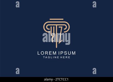 YZ initial pillar logo, elegant and luxury law firm logo design ideas Stock Vector