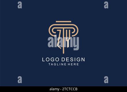 ZY initial pillar logo, elegant and luxury law firm logo design ideas Stock Vector