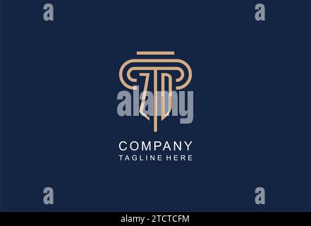 ZD initial pillar logo, elegant and luxury law firm logo design ideas Stock Vector