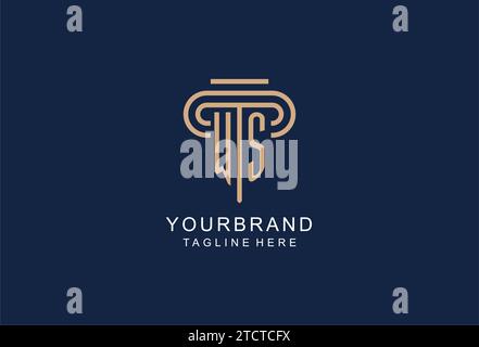 WS initial pillar logo, elegant and luxury law firm logo design ideas Stock Vector