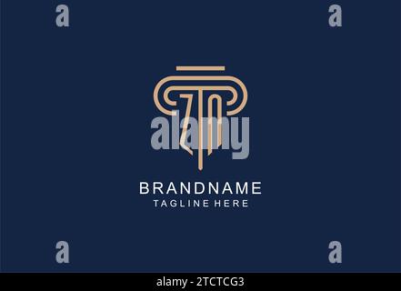ZN initial pillar logo, elegant and luxury law firm logo design ideas Stock Vector