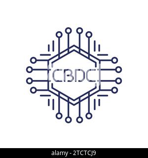 CBDC line icon, central bank digital currency Stock Vector