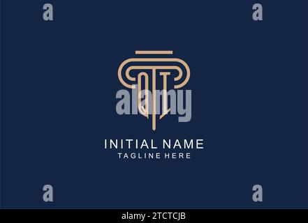 QI initial pillar logo, elegant and luxury law firm logo design ideas Stock Vector