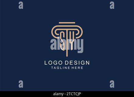 SY initial pillar logo, elegant and luxury law firm logo design ideas Stock Vector