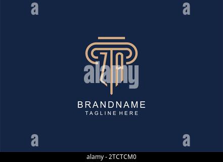 ZA initial pillar logo, elegant and luxury law firm logo design ideas Stock Vector