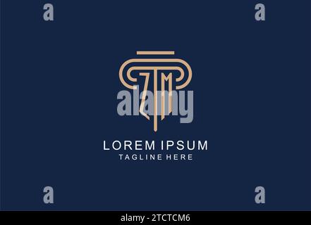 ZM initial pillar logo, elegant and luxury law firm logo design ideas Stock Vector